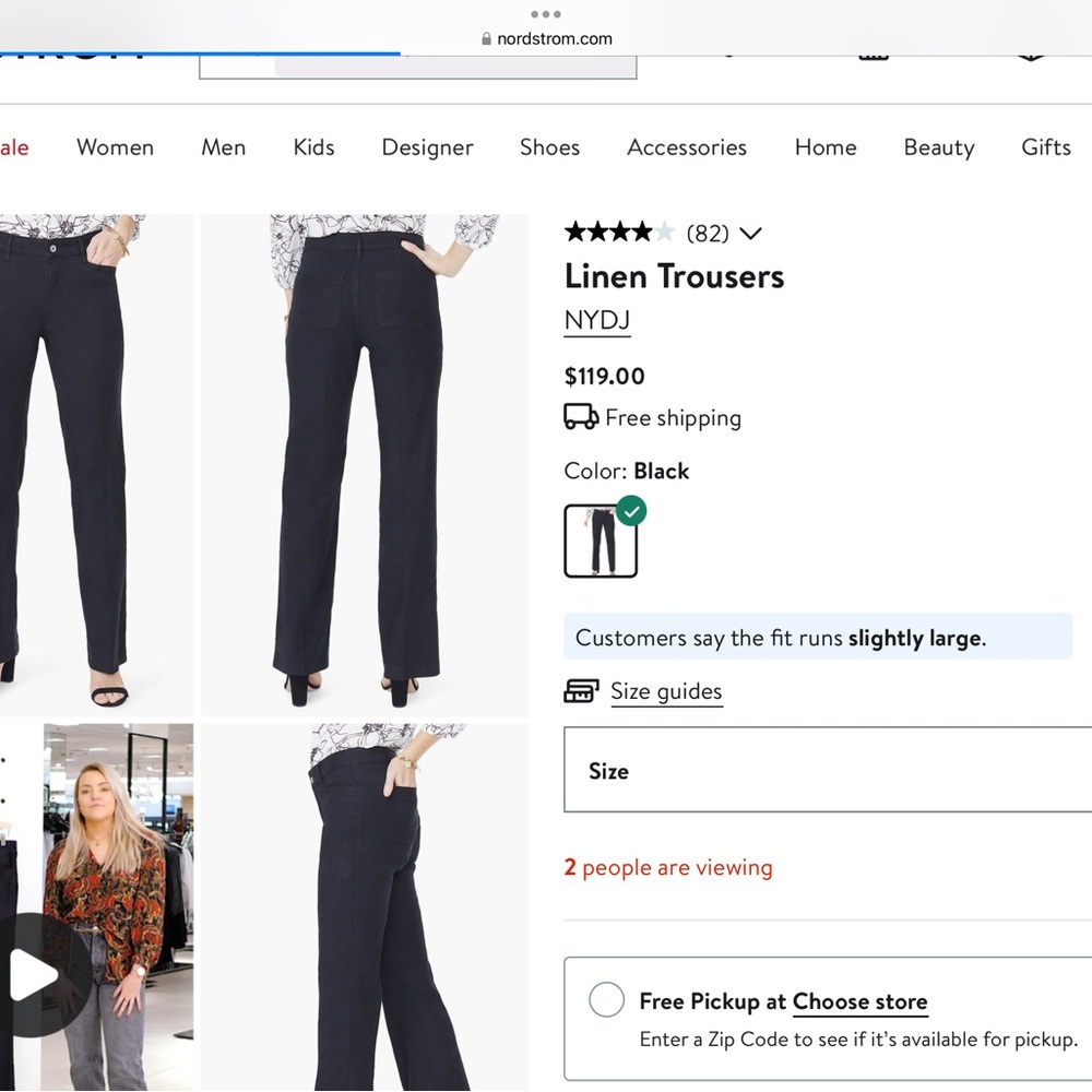 NYDJ Trouser linen pants in size 2